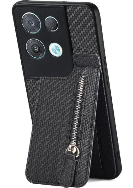 Oppo Oppo 8 Pro 5g Için Kılıf Fermuar Standı Cüzdan Crad Yuvası Manyetik Araba (Yurt Dışından)