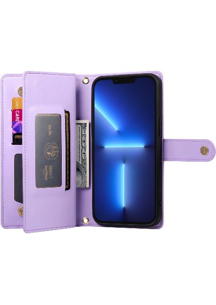 IPhone 13 Için Flip Case Pro Max Çok Fonksiyonlu Crossbody Kayış Cüzdan (Yurt Dışından)