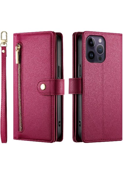 IPhone 14 Için Flip Case Pro Max Iş Crossbody Kayış Cüzdan Standı (Yurt Dışından)