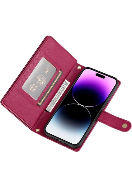 IPhone 14 Için Flip Case Pro Max Iş Crossbody Kayış Cüzdan Standı (Yurt Dışından)