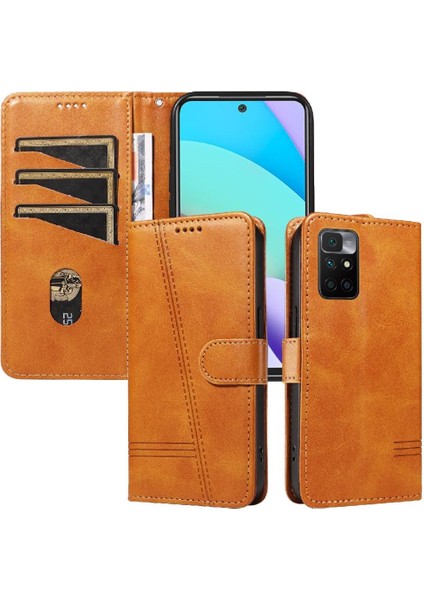 Xiaomi Redmi 10 Başbakan Cüzdan Telefon Kılıfı Için Filp Durumda Preslenmiş Pu Deri (Yurt Dışından)