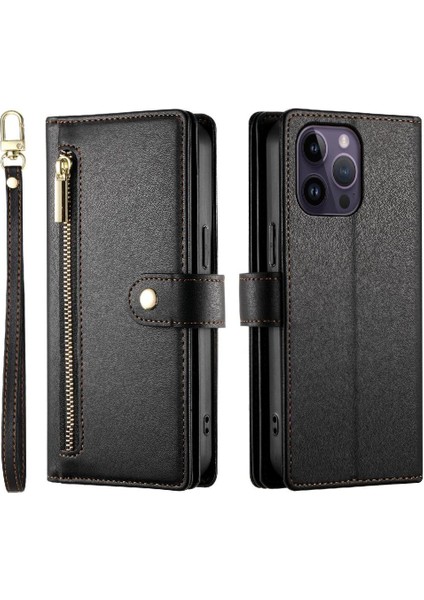 IPhone 14 Için Flip Case Pro Max Iş Crossbody Kayış Cüzdan Standı (Yurt Dışından)