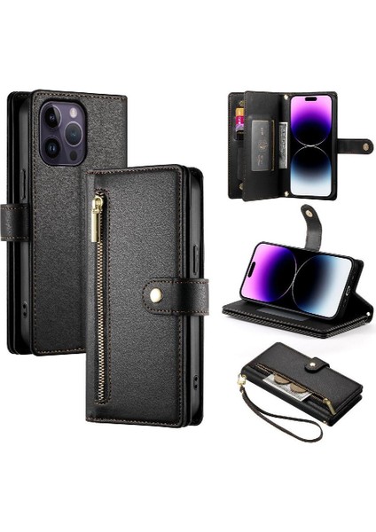 IPhone 14 Için Flip Case Pro Max Iş Crossbody Kayış Cüzdan Standı (Yurt Dışından)