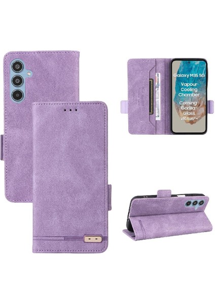 Toka ile Samsung Galaxy M35 Manyetik Cüzdan Kart Tutucu Için Flip Case (Yurt Dışından)