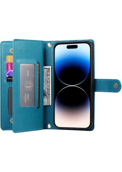 IPhone 14 Için Flip Case Pro Standı Iş Cüzdan Çok Fonksiyonlu Kayış (Yurt Dışından)