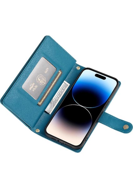 IPhone 14 Için Flip Case Pro Standı Iş Cüzdan Çok Fonksiyonlu Kayış (Yurt Dışından)