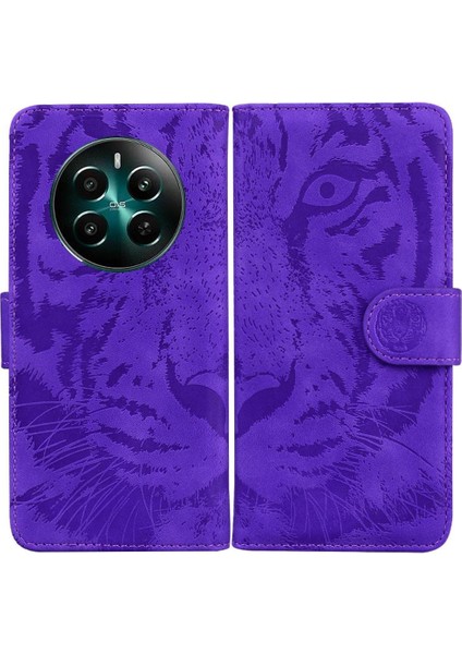 Realme 12 Artı Deri Cüzdan Kickstand Koruyucu Kabartmalı Için Flip Case (Yurt Dışından)