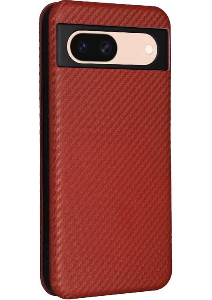 Kart Sahibi ile Google Piksel 8A Manyetik Karbon Fiber Için Flip Case (Yurt Dışından) modelleri