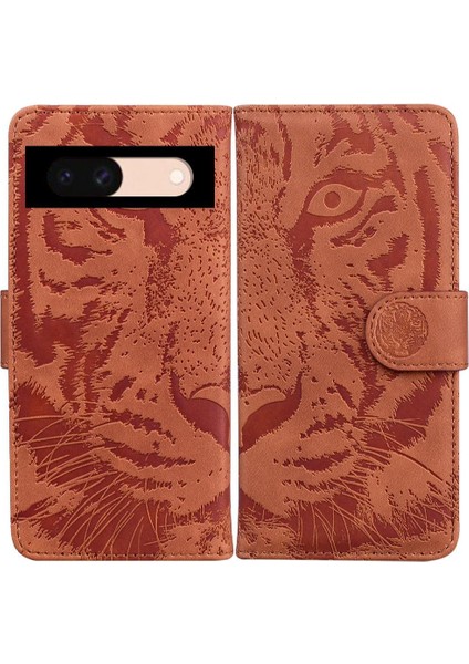 Google Piksel 8A Kabartmalı Sevimli Kaplan Kickstand Koruyucu Için Flip Case (Yurt Dışından)