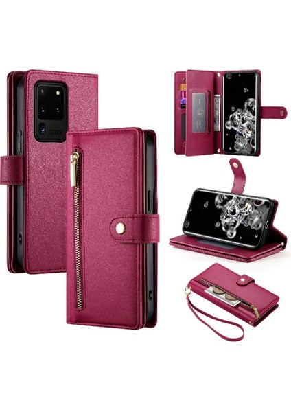 Samsung Galaxy S20 Için Flip Case Ultra Çok Fonksiyonlu Standı Cüzdan Kayış (Yurt Dışından) modelleri