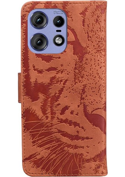 Motorola Moto Kenar 50 Pro Için Flip Case Kabartmalı Sevimli Kaplan Deri Cüzdan (Yurt Dışından)