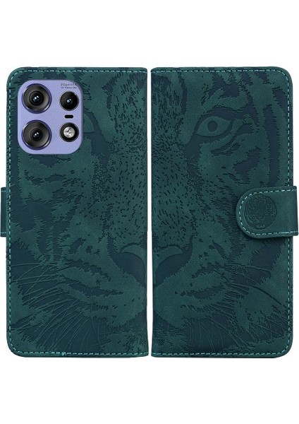 Motorola Moto Kenar 50 Pro Için Flip Case Kabartmalı Sevimli Kaplan Deri Cüzdan (Yurt Dışından)