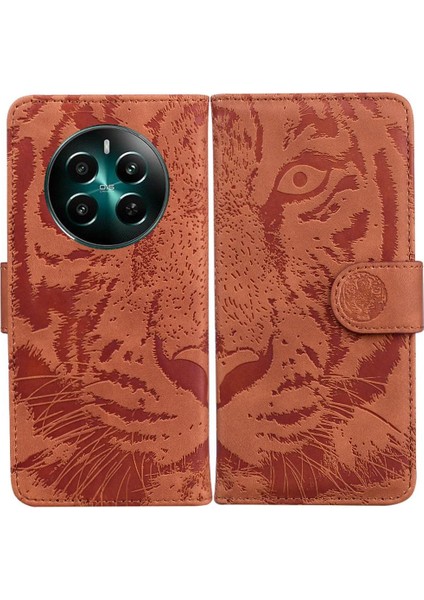 Realme 12 Artı Deri Cüzdan Kickstand Koruyucu Kabartmalı Için Flip Case (Yurt Dışından)
