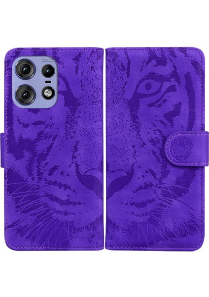 Motorola Moto Kenar 50 Pro Için Flip Case Kabartmalı Sevimli Kaplan Deri Cüzdan (Yurt Dışından)