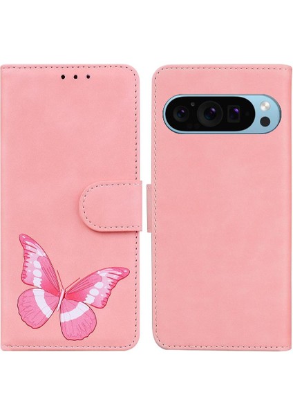 Google Piksel 9 Pro Xl Kelebek Renk Baskılı Flip Folio Kapak Için Kılıf (Yurt Dışından)