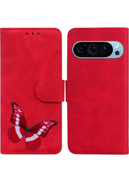 Google Piksel 9 Pro Xl Kelebek Renk Baskılı Flip Folio Kapak Için Kılıf (Yurt Dışından)