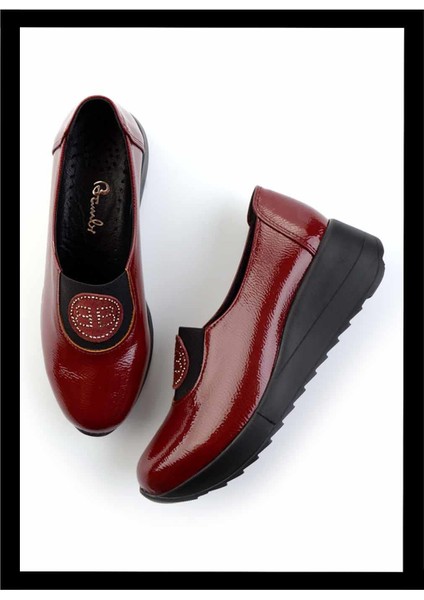 Bordo Kırışık Rugan Kadın Casual Ayakkabı K01586391108