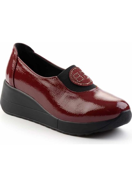 Bordo Kırışık Rugan Kadın Casual Ayakkabı K01586391108