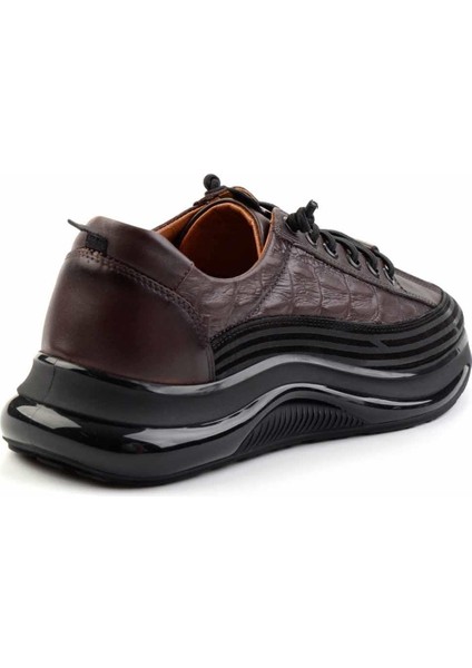 Kahve Hakiki Deri Erkek Sneaker E01018240203 fırsatları