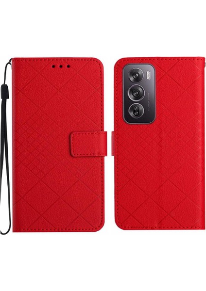 Oppo RENO12 Için Flip Case El Kayışı Manyetik Pu ile 5g Kart Yuvası Standı (Yurt Dışından)