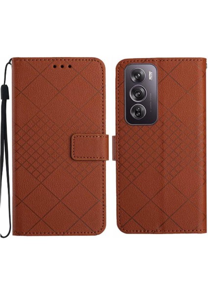Oppo RENO12 Için Flip Case El Kayışı Manyetik Pu ile 5g Kart Yuvası Standı (Yurt Dışından)