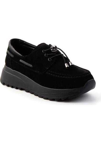 Siyah Süet Hakiki Deri Kadın Loafer Ayakkabı K01809047002 modelleri