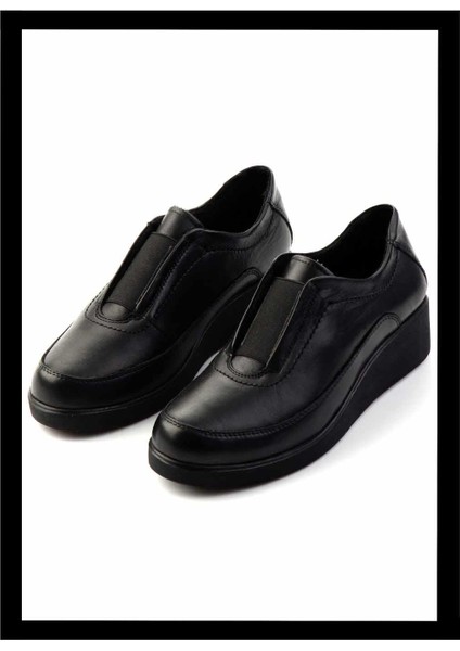 Siyah Hakiki Deri Kadın Casual Ayakkabı K01809034003