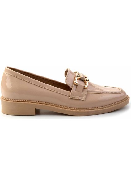 Bej Kırışık Rugan Kadın Loafer Ayakkabı K01474091308