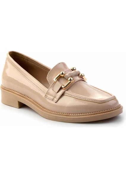 Bej Kırışık Rugan Kadın Loafer Ayakkabı K01474091308