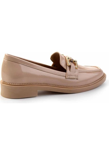 Bej Kırışık Rugan Kadın Loafer Ayakkabı K01474091308