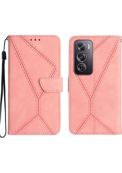 Oppo RENO12 5g Yumuşak Pu Deri Dikiş Kabartmalı Deri Cüzdan (Yurt Dışından)
