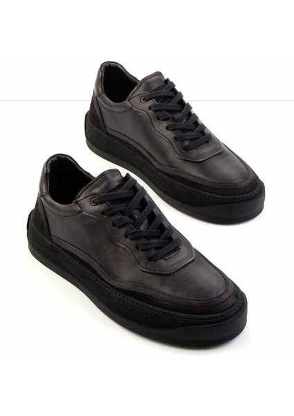 Siyah Hakiki Deri Erkek Casual Ayakkabı E01396113503