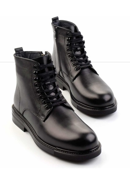 Siyah Antik Hakiki Deri Erkek Bot & Bootie E02863010541