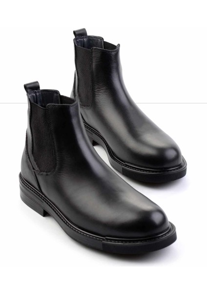 Siyah Antik Hakiki Deri Erkek Bot & Bootie E02863010641