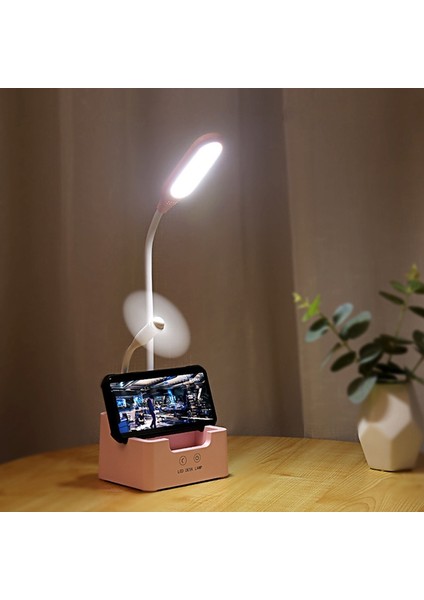 Öğrenci USB Şarj Yatak Odası Dokunmatik LED Masa Lambası Pembe (Yurt Dışından)