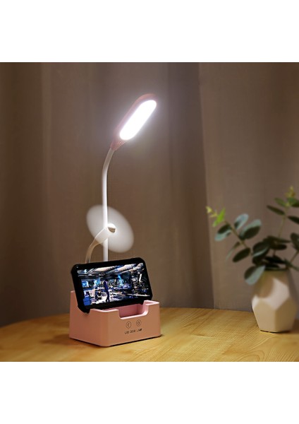 Öğrenci USB Şarj Yatak Odası Dokunmatik LED Masa Lambası Pembe (Yurt Dışından)