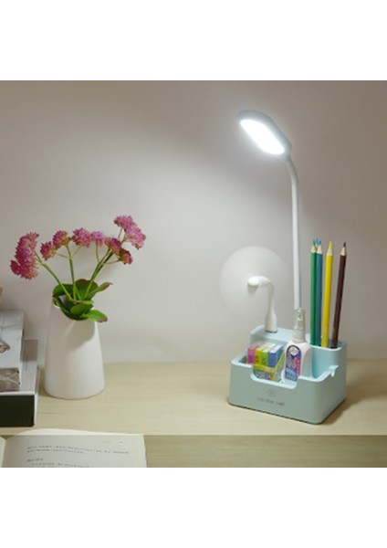 Öğrenci USB Şarj Yatak Odası Dokunmatik LED Masa Lambası Mavi (Yurt Dışından)
