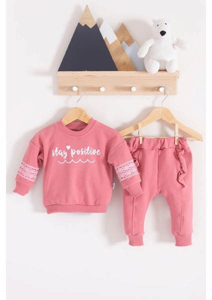 Stay Pozitive Dantelli 2'li Pamuk Kız Çocuk Takım