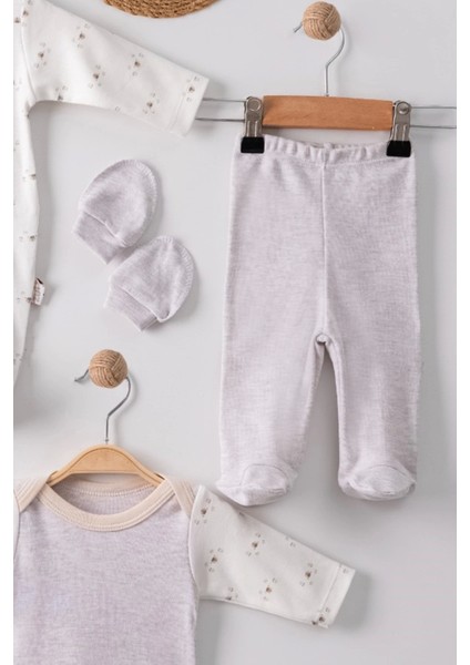 Ayıcık Detaylı Nakışlı Tulumlu Çocuk Pamuk Erkek Çocuk 5'li Set modelleri