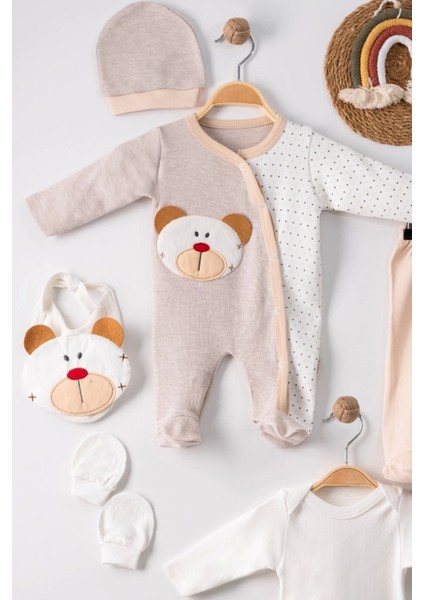 Ayıcık Nakışlı Tulumlu Çocuk Pamuk Erkek Çocuk 5'li Set fiyatları