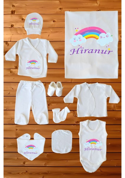 Isim Baskılı %100 Pamuk 10'lu Kız Bebek Organik Hastane Çıkışı