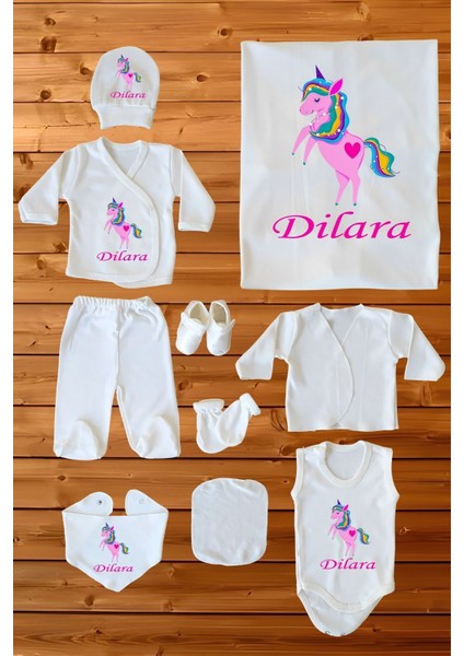 %100 Pamuk Baskılı 10’lu Isimli Organik Kız Bebek Hastane Çıkışı