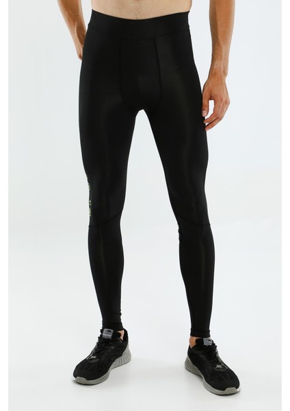 SlimFit Erkek Basic Siyah-Neonsarı Tayt 20100