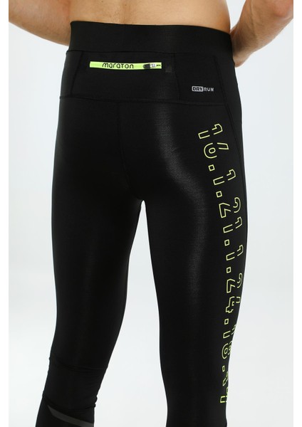 SlimFit Erkek Basic Siyah-Neonsarı Tayt 20100 modelleri