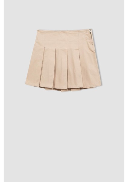 Coool Piliseli Normal Bel Basic Düz Gabardin Mini Etek D5265AX24AU