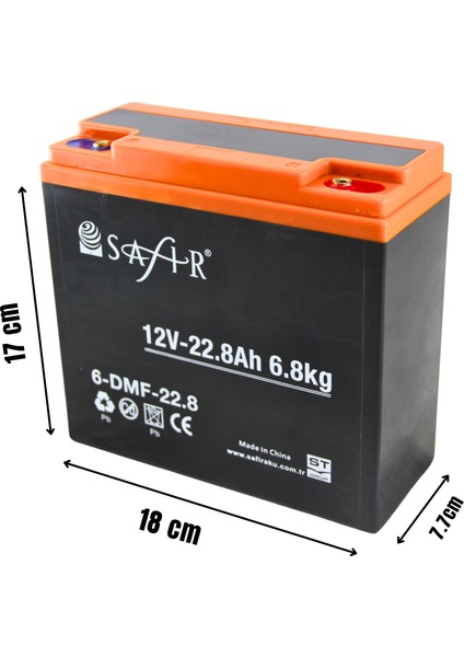 12 V - 22.8 Ah Grafen Akü - 6'lı Set