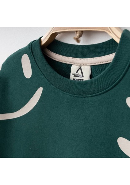 Fırçalı Özel Kumaş Gülücük Baskılı Unitex çocuk takım - Yeşil fiyatları