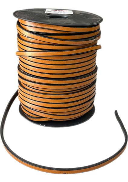 Gerçek Deri Ip - Deri Sırım - Deri Biye - 3x5 mm Deri Ip - Özel Silikon Kenar Boyalı 50 Metreh