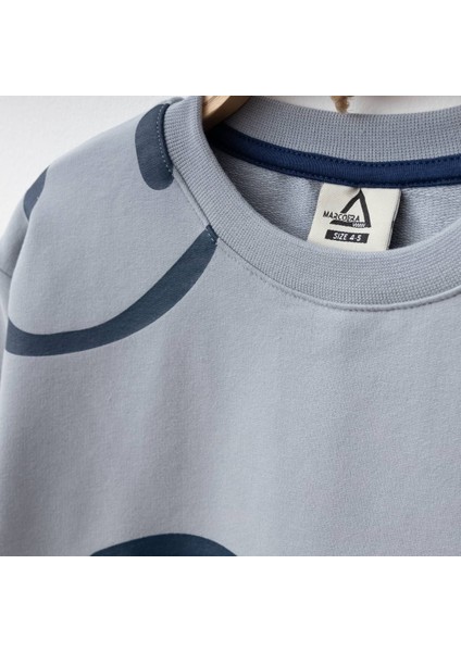 Fırçalı Özel Kumaş Gülücük Baskılı Unitex çocuk takım - Gri modelleri