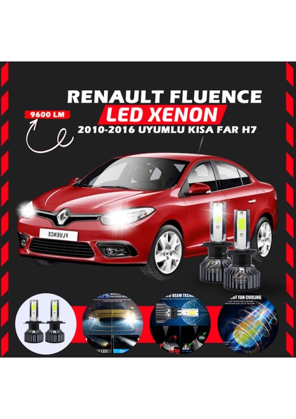 Renault Fluence 2010-2016 Kısa Far Uyumlu Şimşek Etkili LED Xenon Pro Series H7